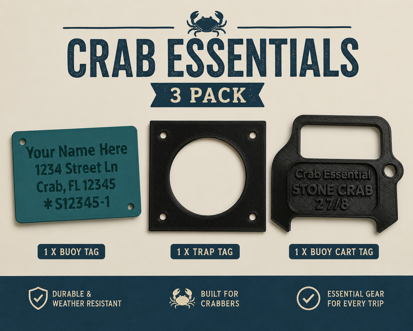 Stone Crab Compliance Kit β Escape Rings, Claw Gauge & ID Tags