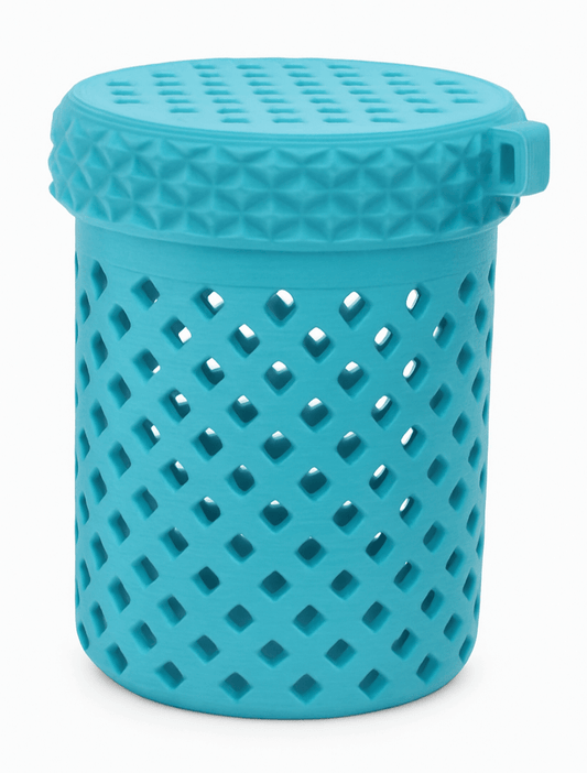 Close-up of marine-grade crab bait jar made from high-quality PETG plastic for long-lasting use in saltwater environments.