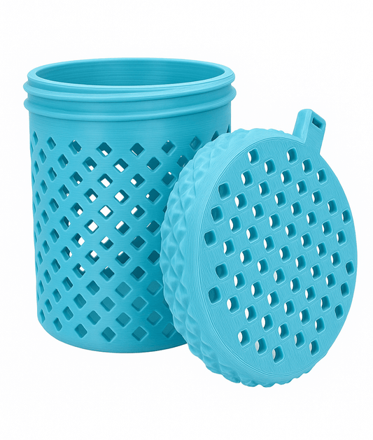 Marine-grade PETG crab bait jar designed for durability and effective bait storage in all types of crab traps.
