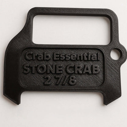 Stone crab claw gauge made of durable material for measuring legal claw size to ensure compliance with fishing regulations.